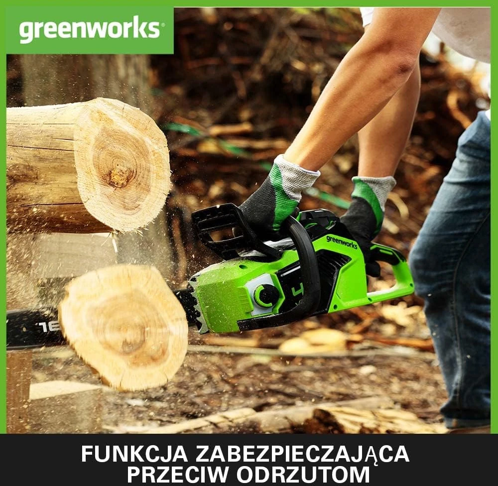 Greenworks akumuliatorinis grandininis pjūklas 40 cm, 40 V, GD40CS18K2x