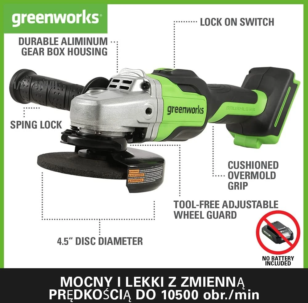 Greenworks 24V gd24ag Kampinis šlifuoklis (tik įrankis)