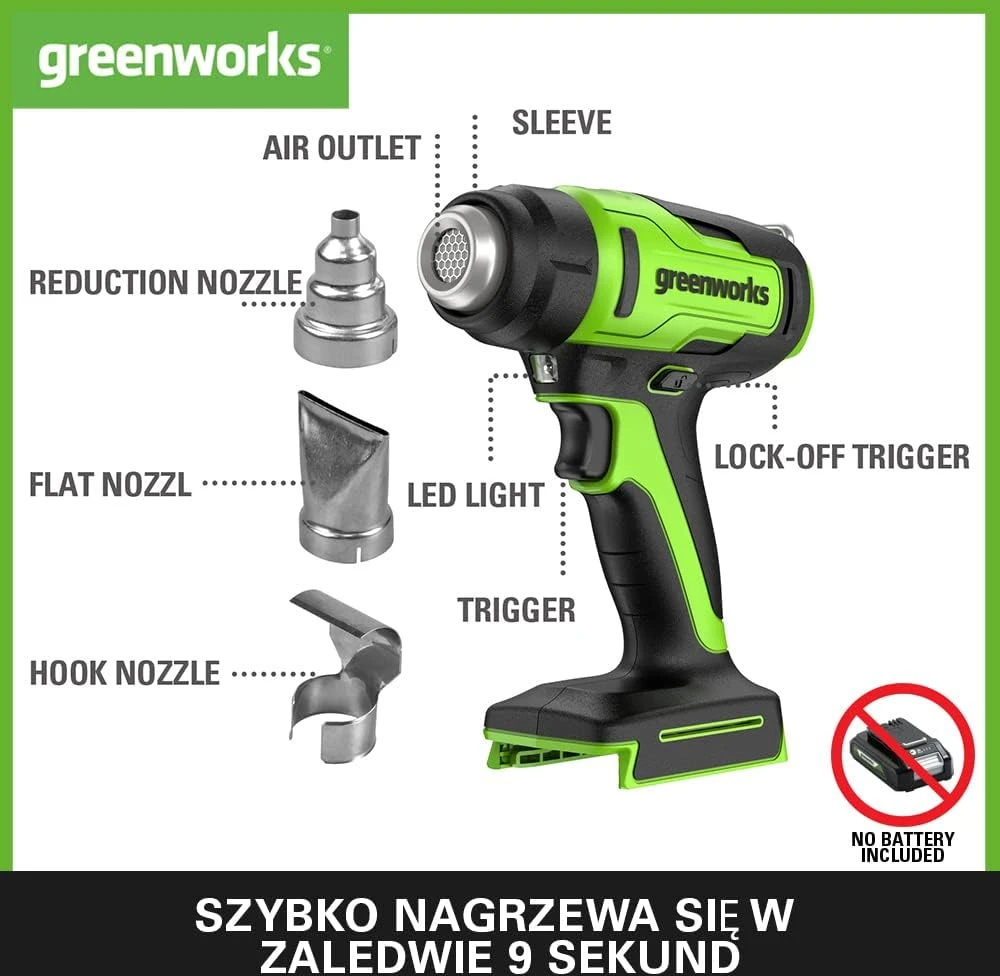 Orapūtė Greenworks G24HG; 24 V (be akumuliatoriaus ir pakrovėjo)