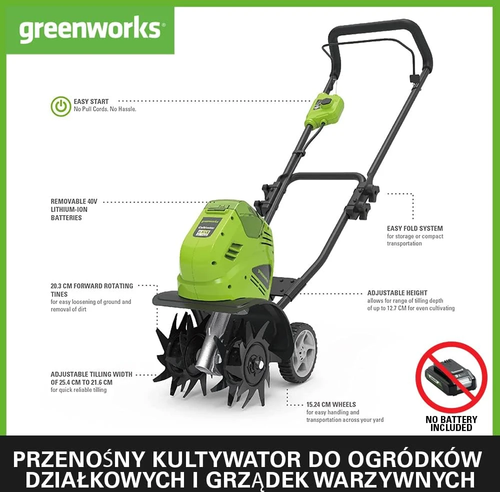Kultivatorius Greenworks G40TL; 40 V (be akumuliatoriaus ir pakrovėjo)