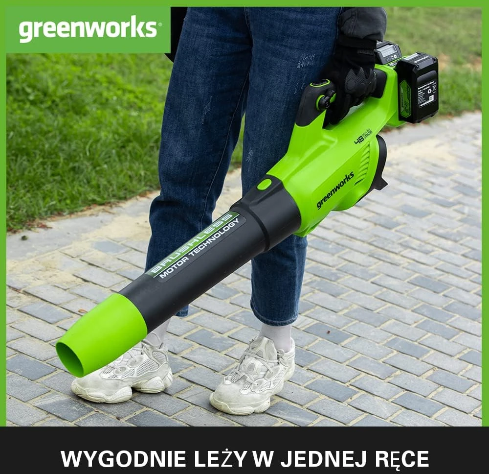 Greenworks akumuliatorinis lapų pūstuvas 217 km/h su 2 x 24 V 2 Ah akumuliatoriais, 01-0002405007UC