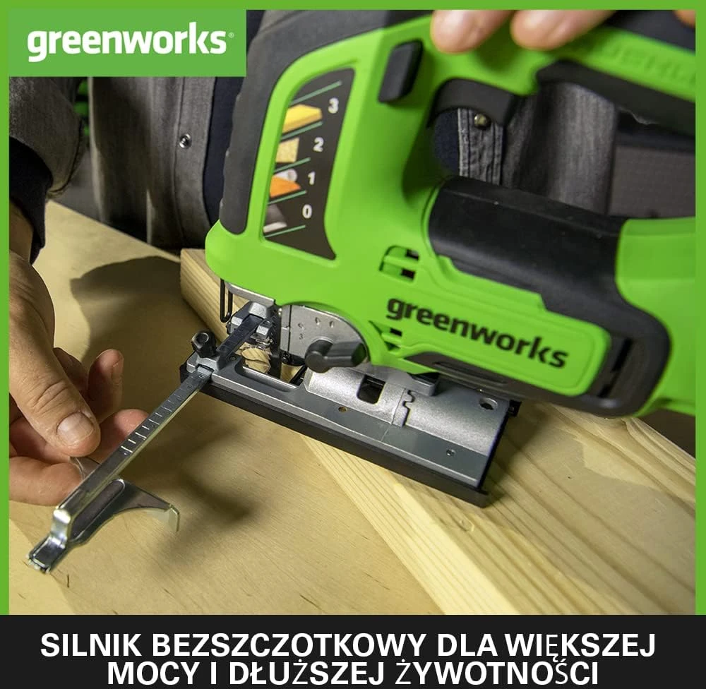 Akumuliatorinis siaurapjūklis Greenworks GD24JS; 24 V (be akumuliatoriaus ir pakrovėjo)
