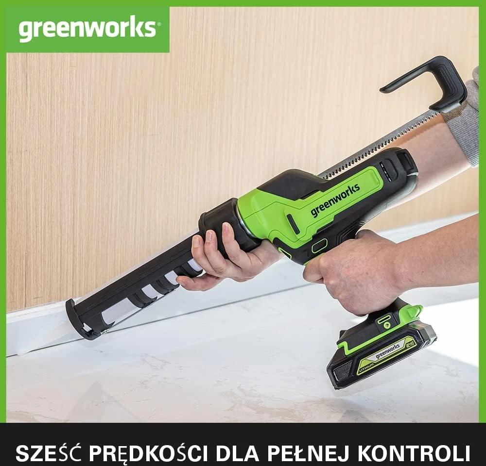 Greenworks akumuliatorinis silikono pistoletas 24 V, 2900 N, 6 greičių, 3501707