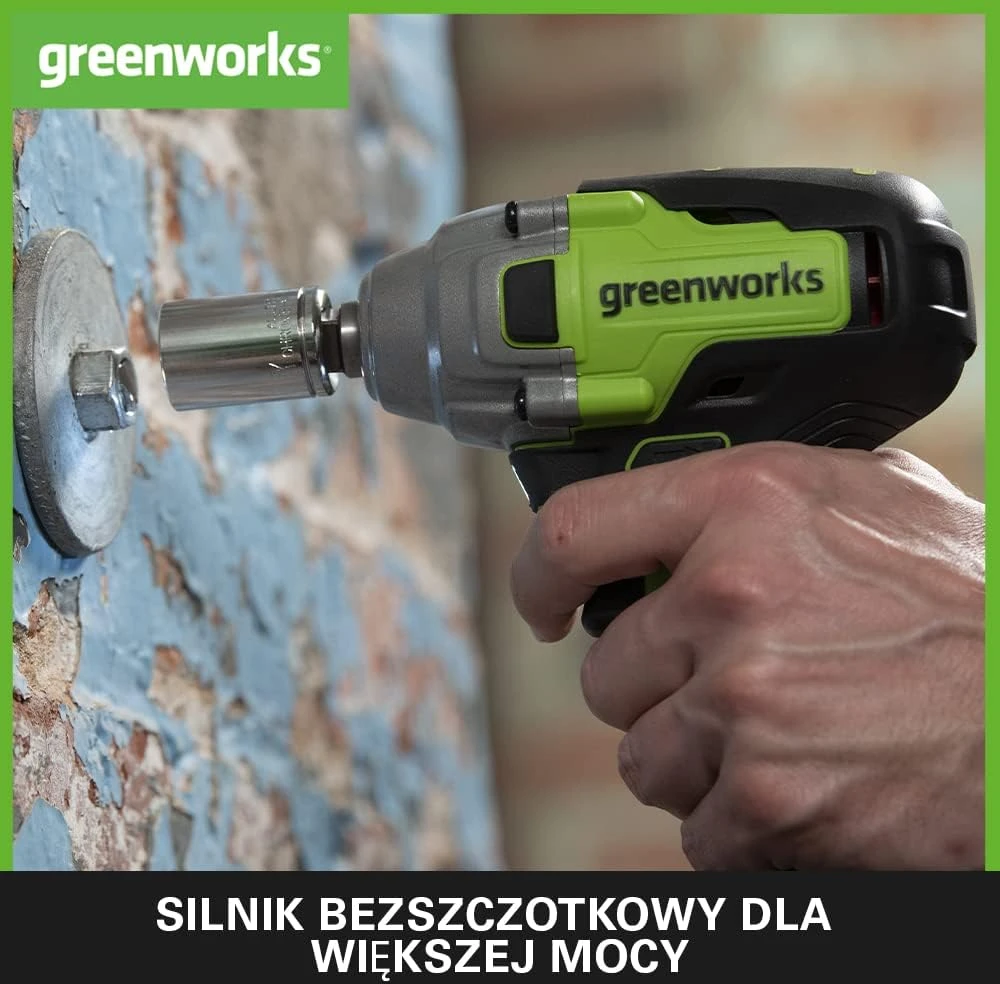 Smūginis veržliasukis Greenworks GD24IW400; 24 V (be akumuliatoriaus ir pakrovėjo)