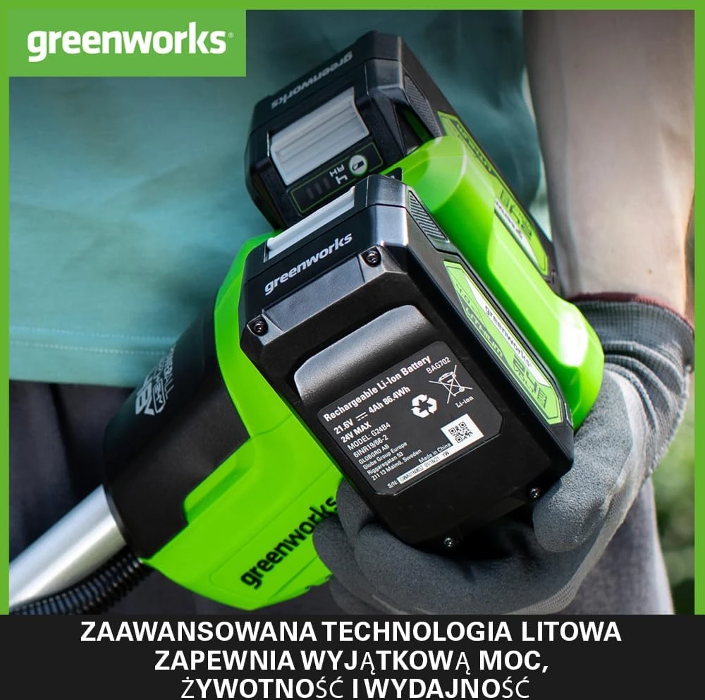 Priedų rinkinys Greenworks GSK24B4X; 24 V; 2x4,0 Ah + pakrovėjas