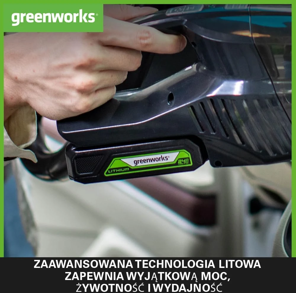 Greenworks akumuliatorių ir dviejų lizdų įkroviklio rinkinys 24 V 2 Ah GSK24B2X