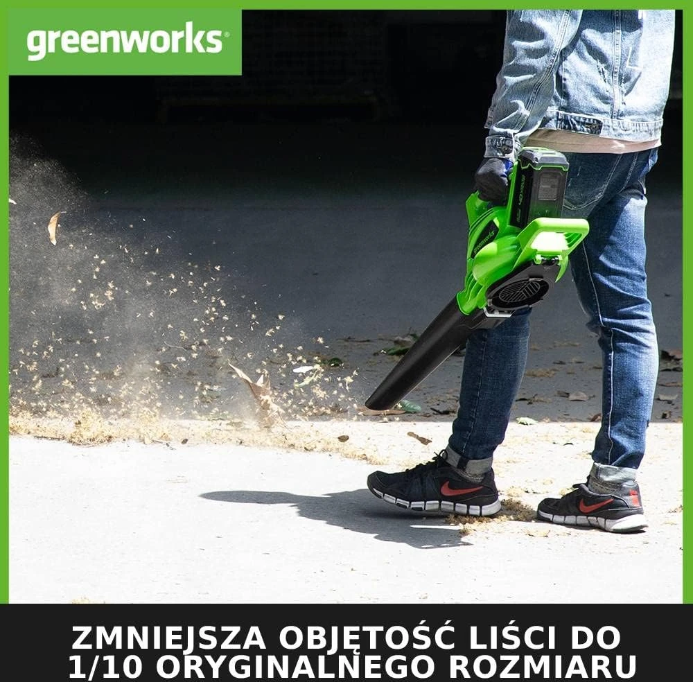 Greenworks lapų pūstuvas-siurblys 40 V su smulkinimo funkcija ir 2 x 2 Ah akumuliatoriais GD40BVK2X