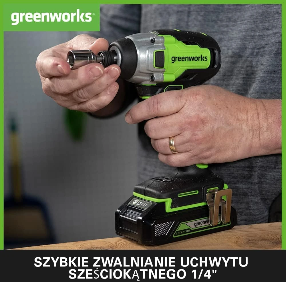 Smūginis suktuvas Greenworks GD24ID3; 24 V (be akumuliatoriaus ir pakrovėjo)