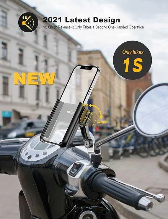Grefay Motociklo telefono laikiklis, 360 laipsnių pasukamas