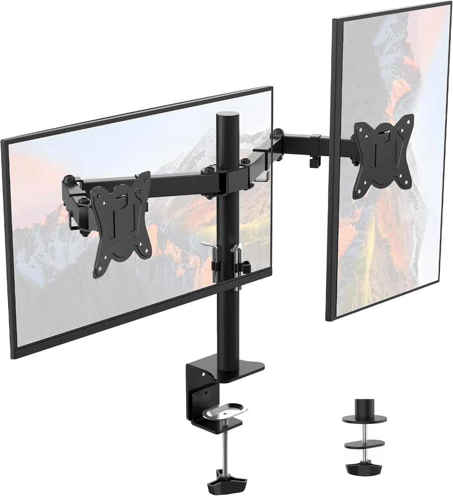 GRIFEMA dvigubas stalinis monitorių laikiklis 13–32 col., VESA 75 × 75/100 × 100, GB2001-2