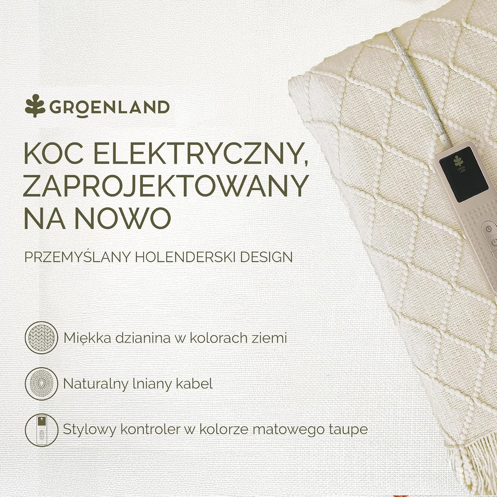 Groenland elektrinis šildomas pledas BOHEM 180 × 130 cm, 160 W, 9 šilumos lygiai