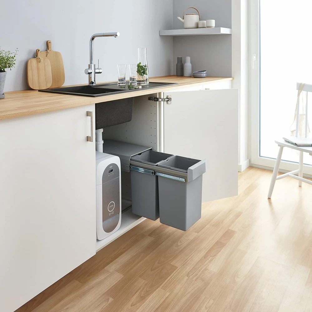 Grohe atliekų rūšiavimo sistema, 2 x 15 l talpa, pilka, polikarbonatas