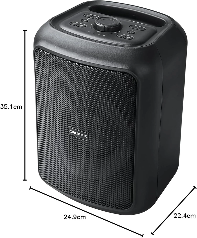 Grundig belaidė Bluetooth kolonėlė 90 W, IPX4, RGB apšvietimas, 12 val. veikimo laikas, GPS1010