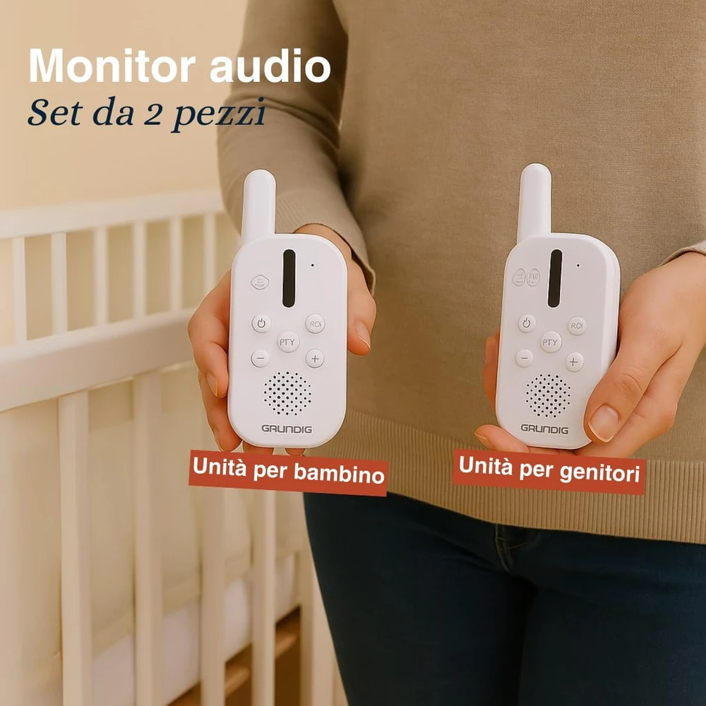 Grundig DECT garso auklė su interkomu, 150 m veikimo nuotolis, balta, B0G5Z23SSH