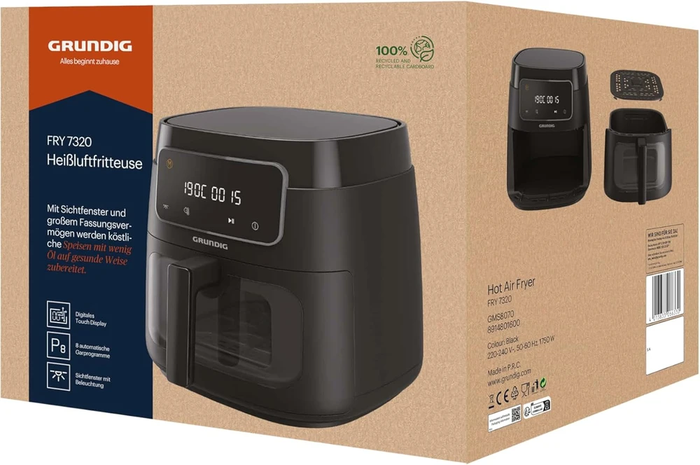 GRUNDIG karšto oro gruzdintuvė 7,6 l, 1750 W su jutikliniu valdymu FRY 7320