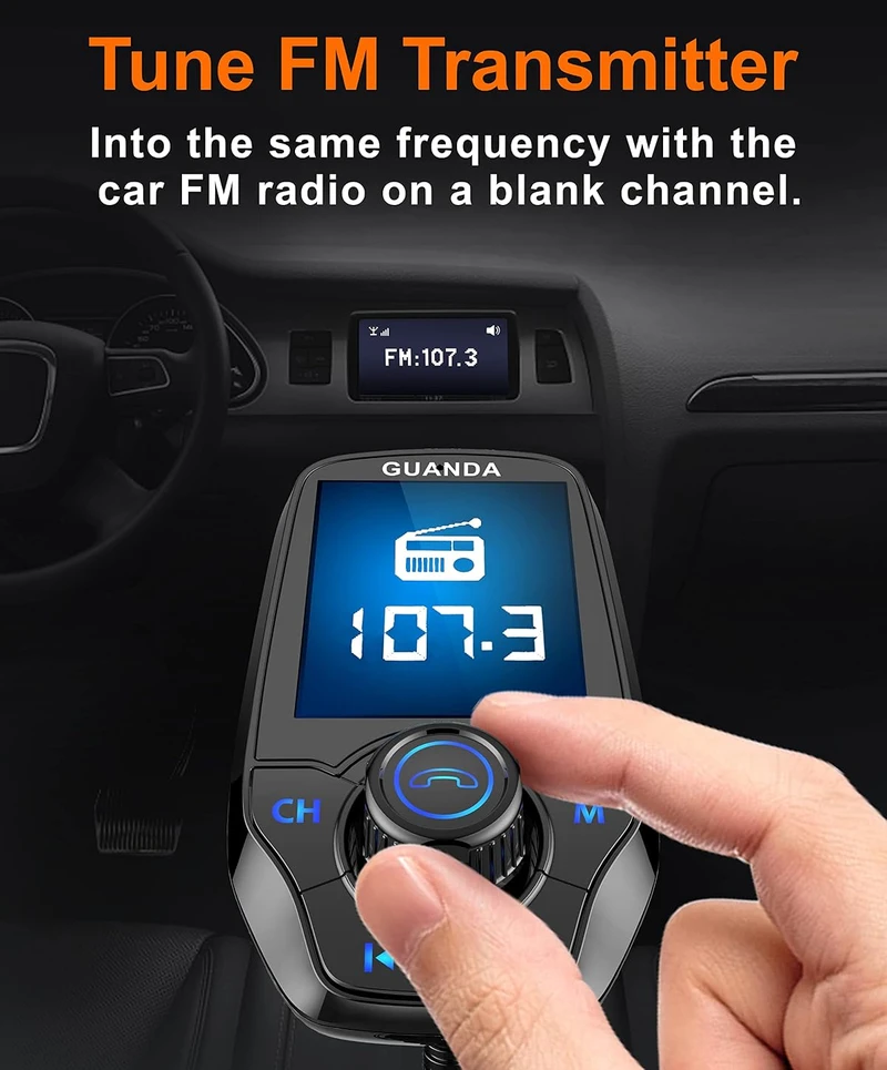 Guanda Technologies Co Guanda automobilinis Bluetooth FM siųstuvas su 1,8 col. LCD ekranu ir USB QC3.0