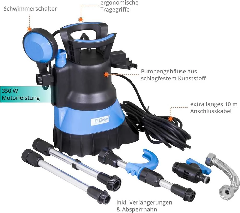 Güde panardinama siurblys lietaus vandeniui, 350 W, 5200 l/h, GFP 5201