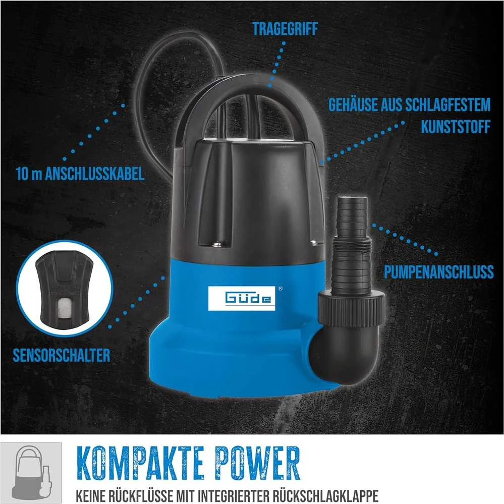 Güde panardinama vandens pompa 400 W, 7000 l/h, plokščia, 230 V, GFS 401 S