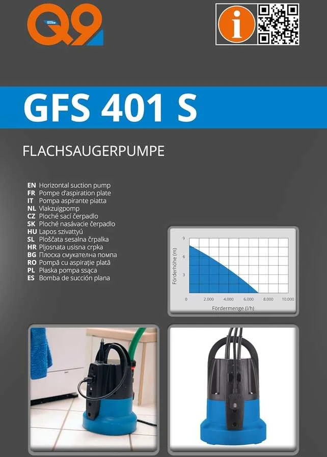Güde panardinama vandens pompa 400 W, 7000 l/h, plokščia, 230 V, GFS 401 S