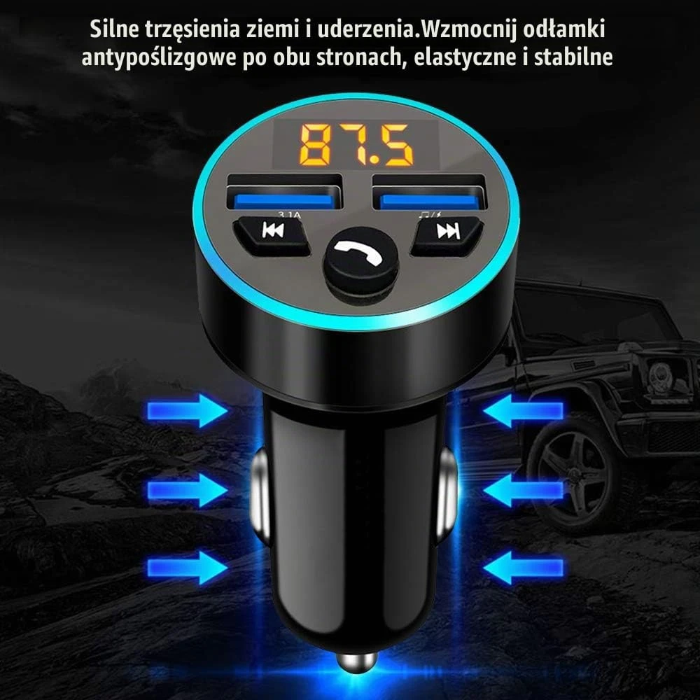 Guniata automobilinis FM siųstuvas Bluetooth su QC3.0 ir dviem USB jungtimis