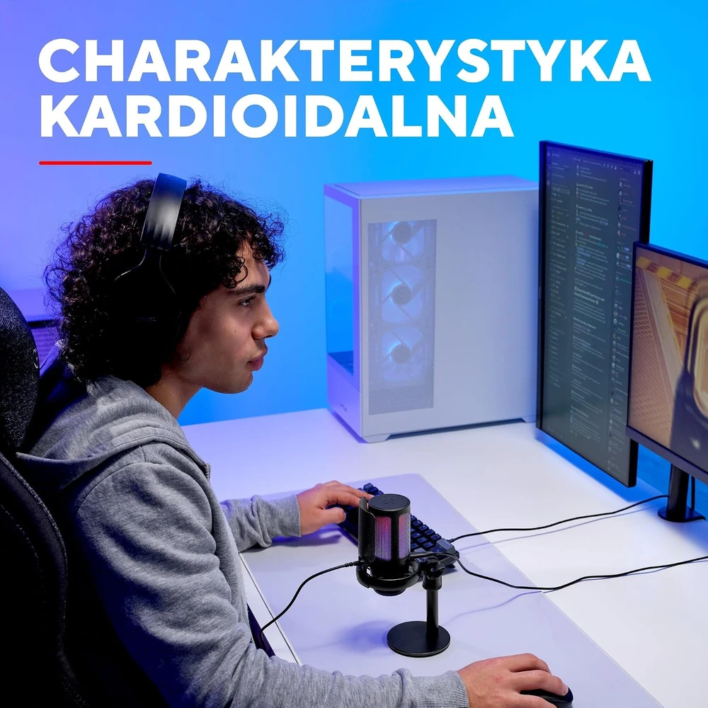 GXTrust 26142 USB mikrofonas su kardioidine kryptingumo charakteristika ir RGB apšvietimu