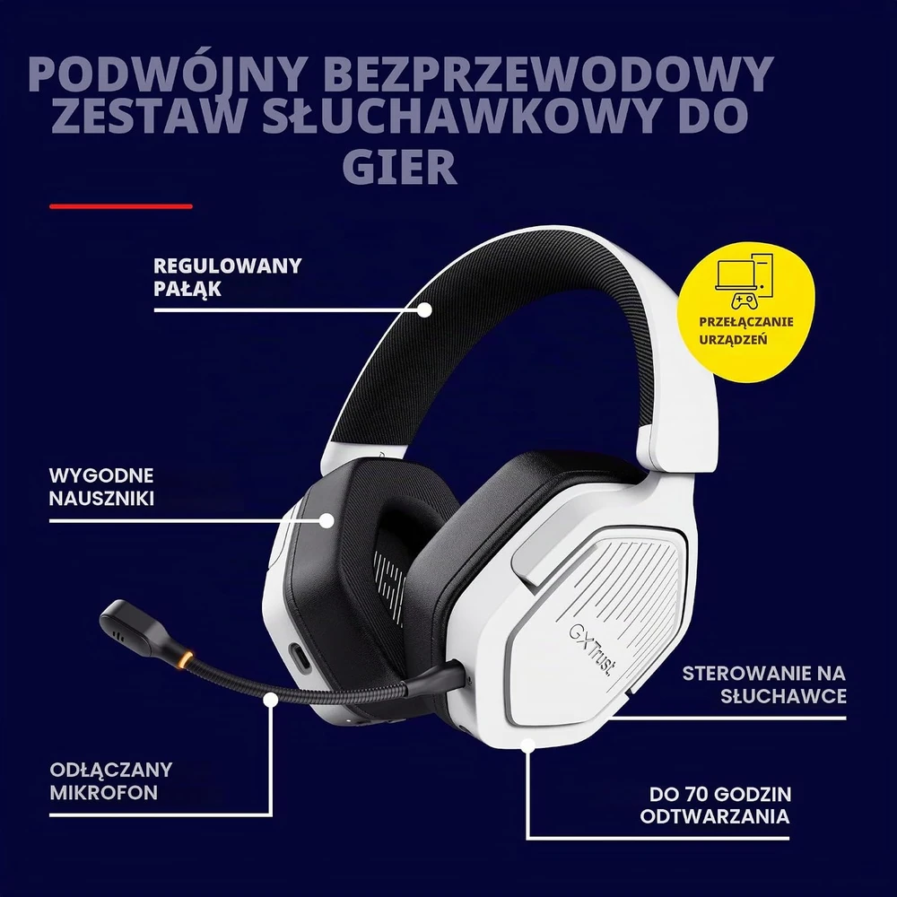GXTrust belaidės žaidimų ausinės Bluetooth 2,4 GHz, 70 val., 25625