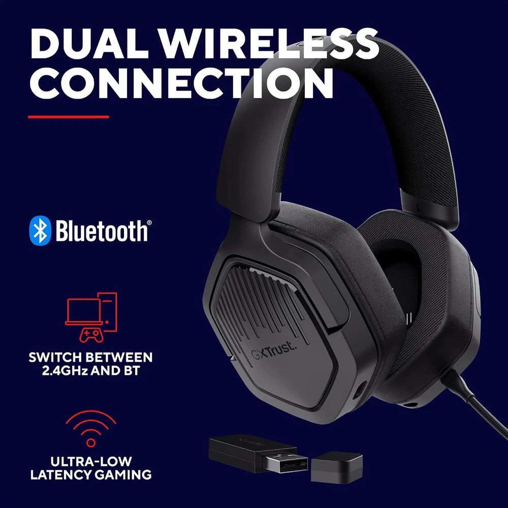 GXTrust GXT 1493 Ravox belaidės žaidimų ausinės su mikrofonu, Bluetooth ir 2,4 GHz
