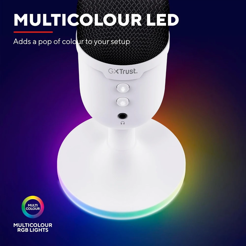 GXTrust GXT 236W Yami stalinis kondensatorinis USB mikrofonas su kardioidine kryptingumo charakteristika ir RGB