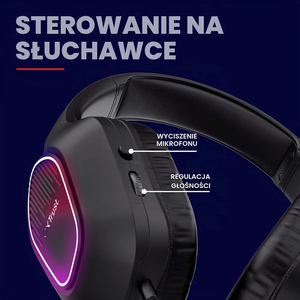 GXTrust žaidimų ausinės su mikrofonu, laidinės 3,5 mm, 50 mm, LED, GXT 419 Rayne