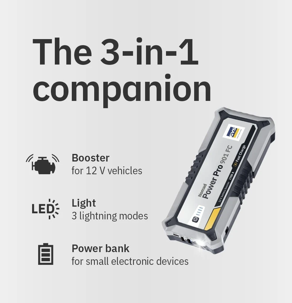 GYS automobilio akumuliatoriaus paleidimo įrenginys 12 V 1400 A su USB-C 085879