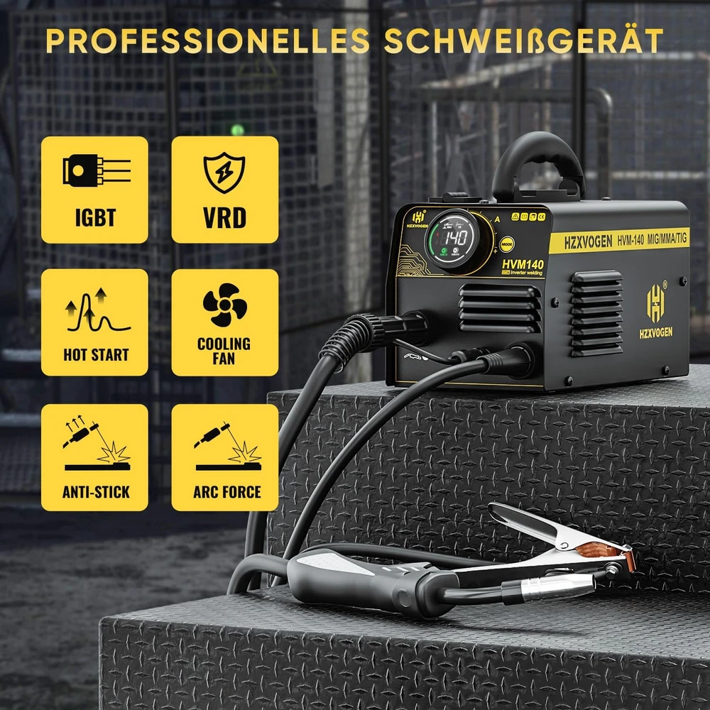 H HZXVOGEN 3-in-1 suvirinimo aparatas MIG, Lift TIG ir MMA, 140 A, HVM140