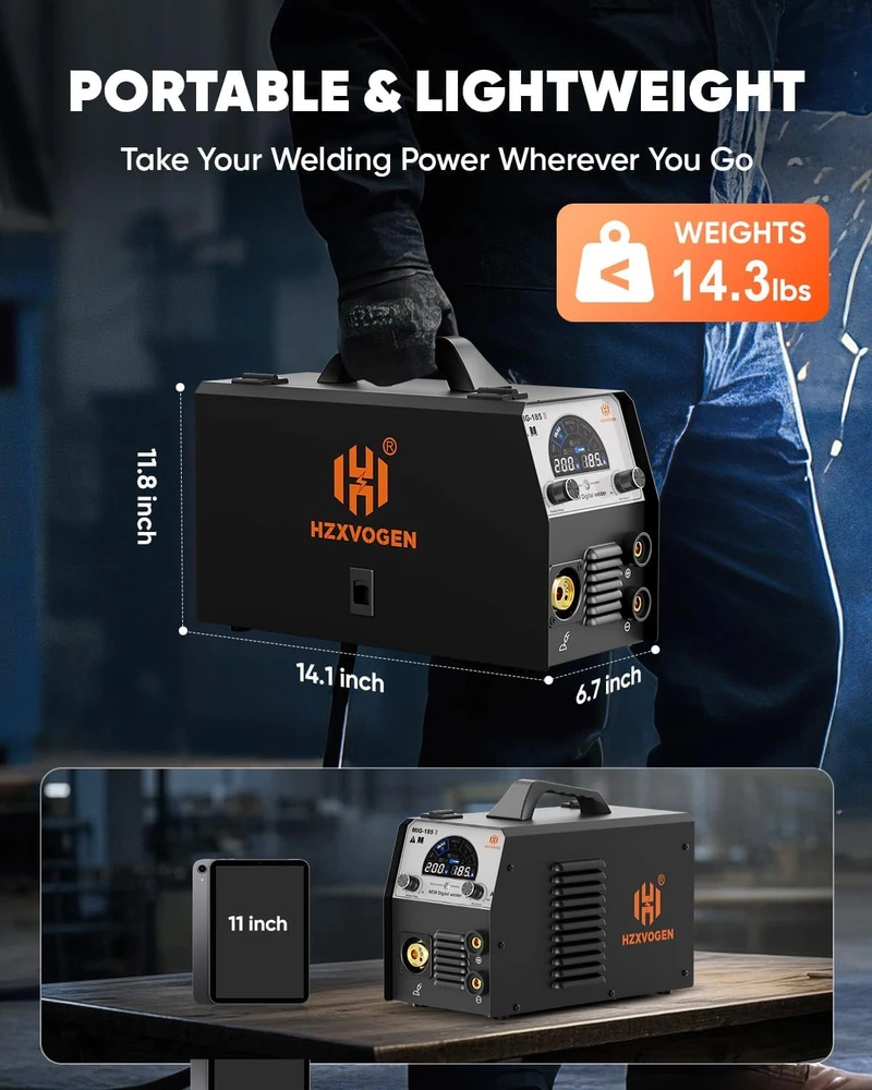 H HZXVOGEN MIG suvirinimo aparatas 185 A, 4 viename, 110/220 V, MIG/MMA/Lift TIG MIG185II