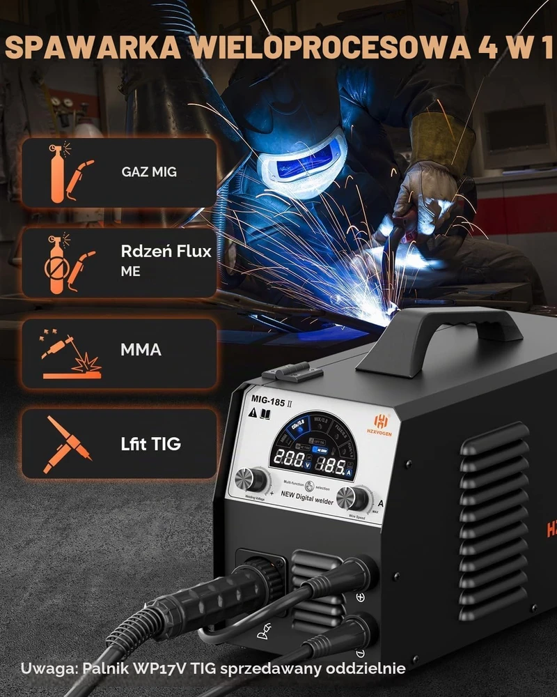 H HZXVOGEN MIG suvirinimo aparatas 185 A, 4 viename, 110/220 V, MIG/MMA/Lift TIG MIG185II