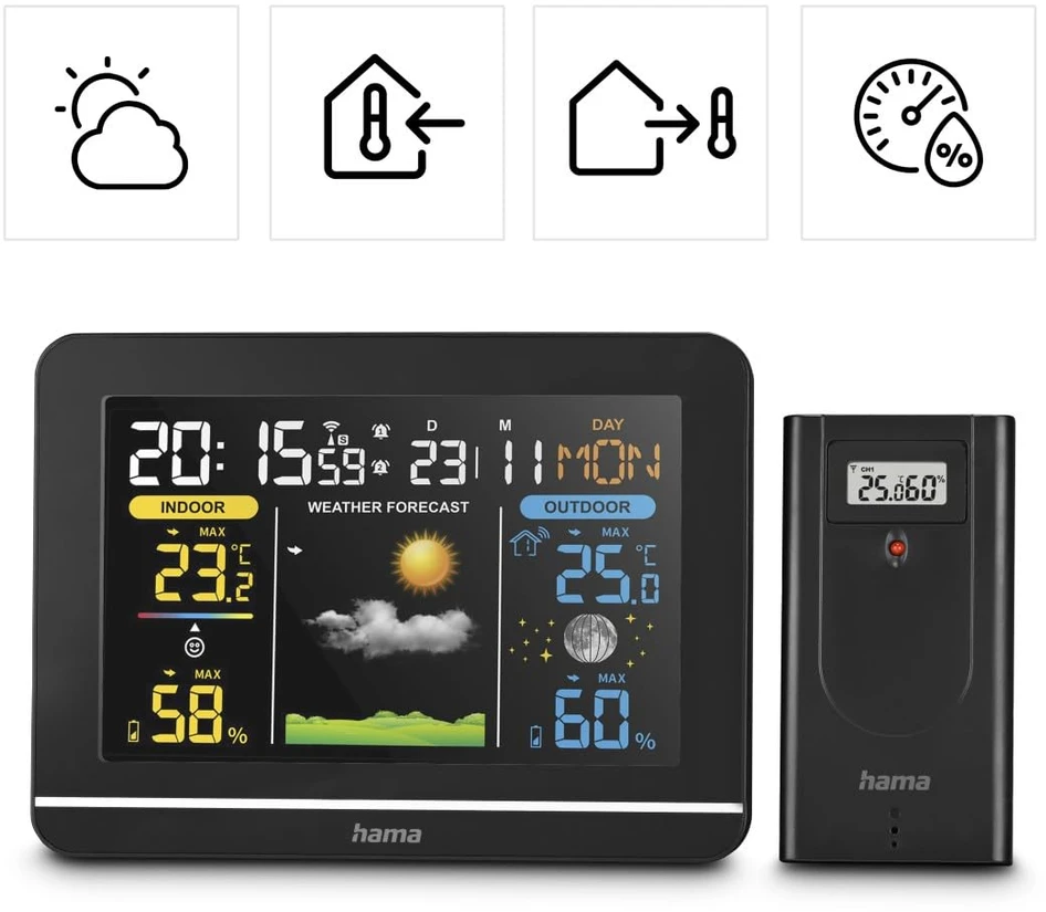 Hama belaidė meteorologinė stotelė su termometru ir higrometru Usedom 00222242