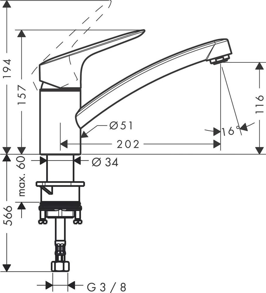 hansgrohe virtuvės maišytuvas Logis M31, vienos srovės, pasukamas, snapo aukštis 120 mm, chromas