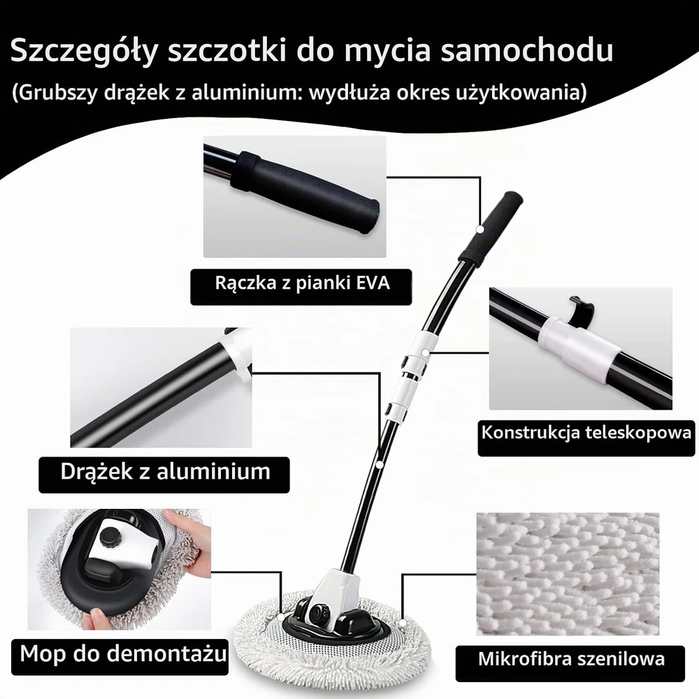 Harazaqa teleskopinis automobilio plovimo šepetys su mikropluoštu, 59–110 cm, x01
