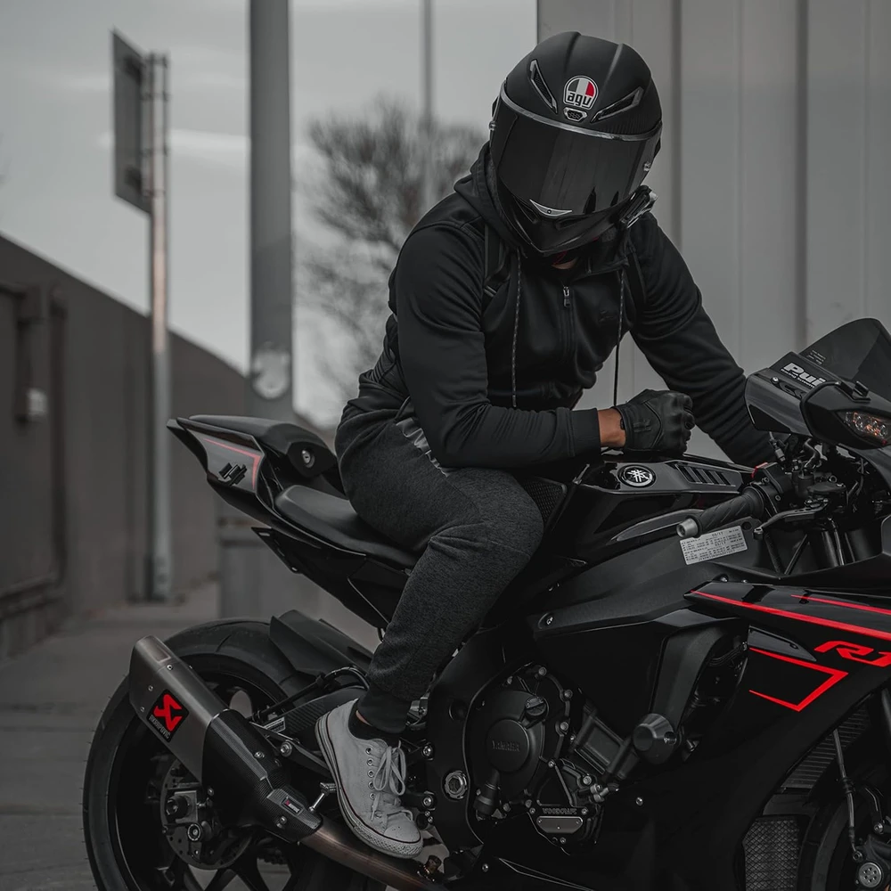 Harssidanzar odinės motociklininkų pirštinės su pilnais pirštais, jutiklinis ekranas, juodos, GM028EU