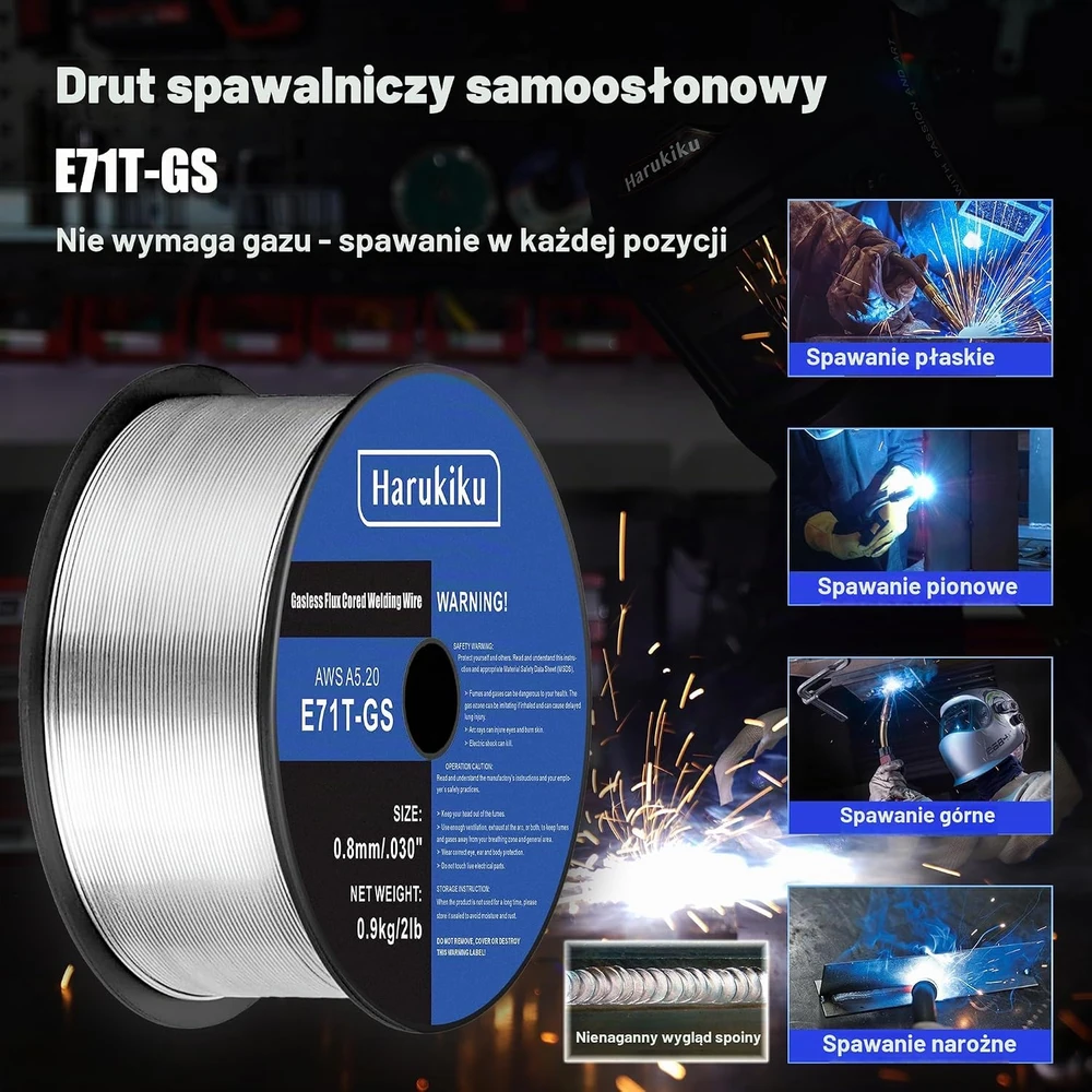 Harukiku fliusinė suvirinimo viela E71T-GS, 0,8 mm, 0,9kg, FLUX-0.8mm