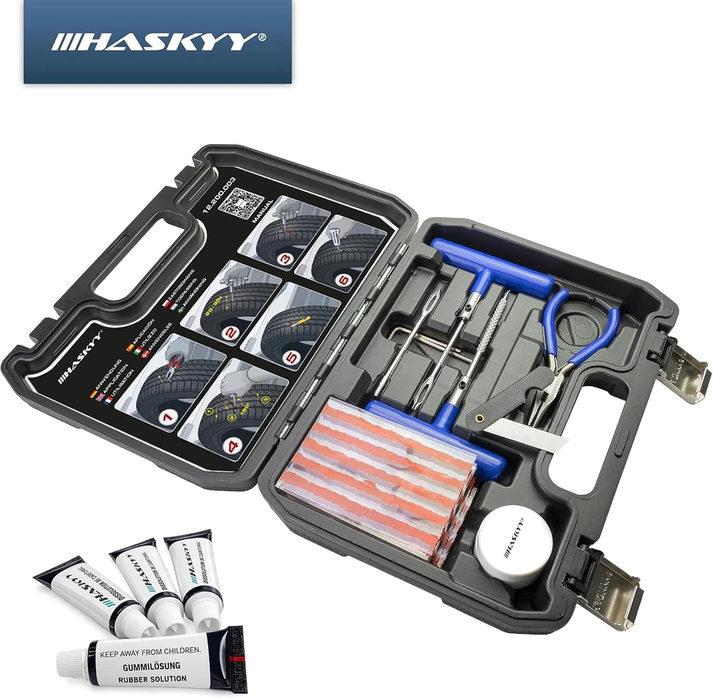 HASKYY padangų remonto rinkinys 47 dalių automobiliams, motociklams ir traktoriams CRK77-17