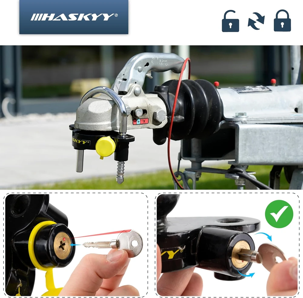 HASKYY priekabos sukabinimo įtaiso spyna 50 mm rutuliniam kabliui AHS-Serie