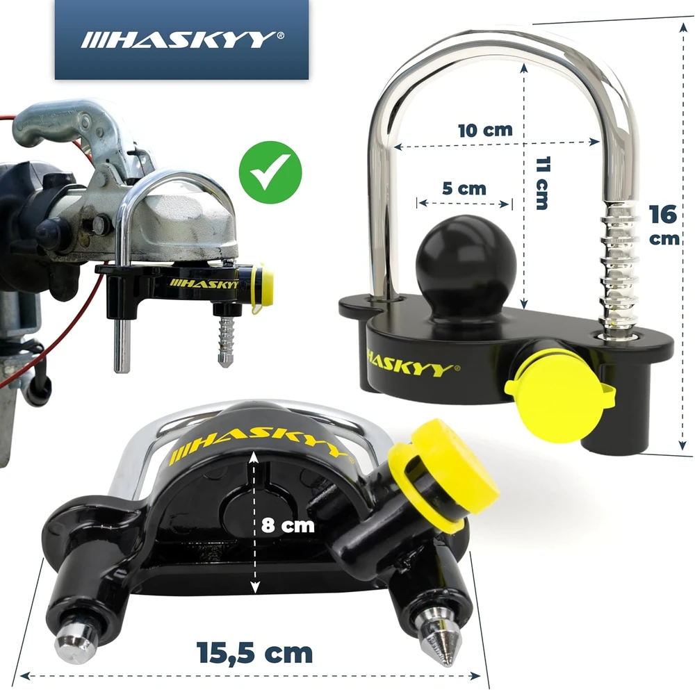 HASKYY priekabos sukabinimo įtaiso spyna 50 mm rutuliniam kabliui AHS-Serie