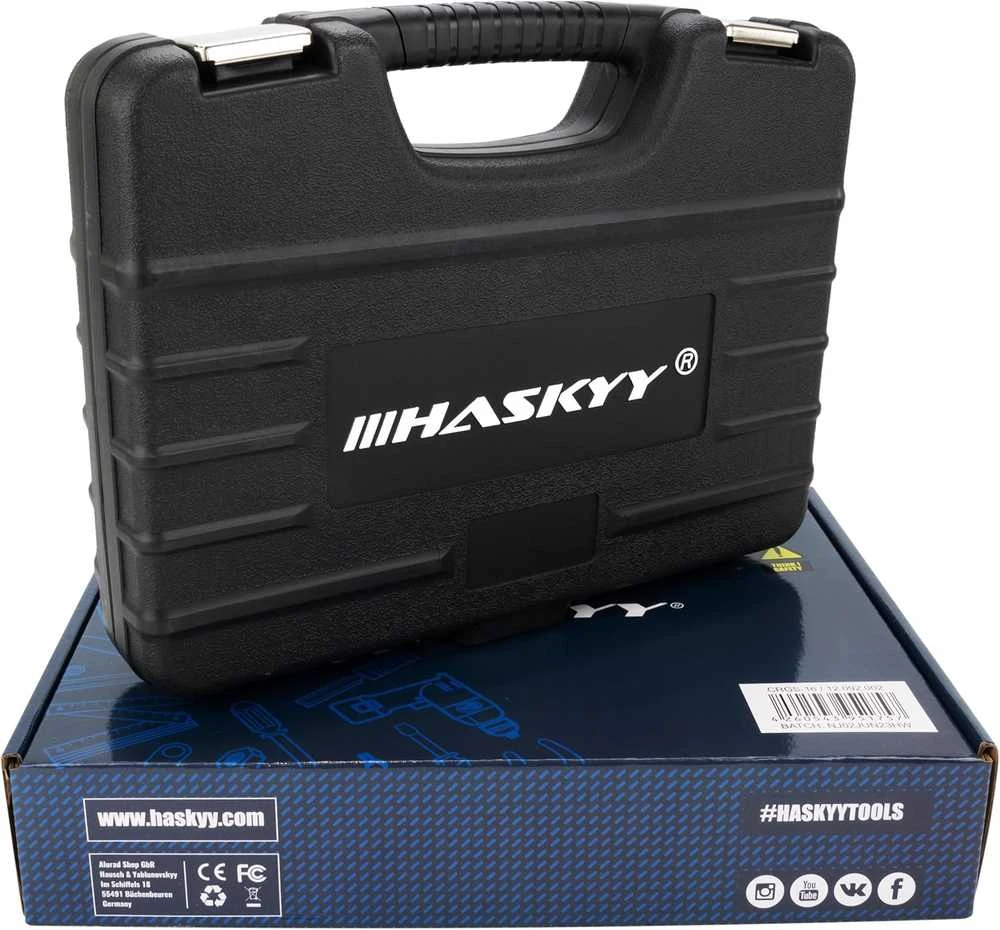 HASKYY raktų su terkšle komplektas, 12 dalių, chromo–vanadžio plienas, 8–19 mm, CRGS-16