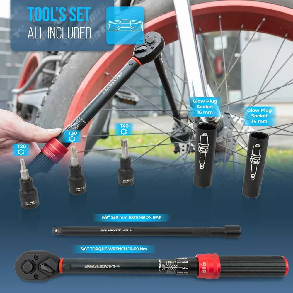 HASKYY Sukimo momento raktas 3/8" 10-60 Nm