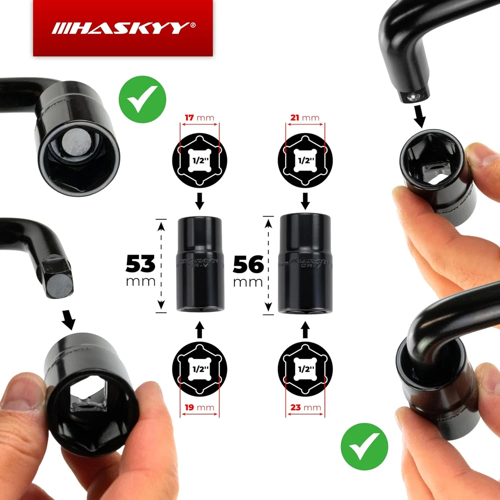 HASKYY teleskopinis ratų raktas 17/19 ir 21/23 mm, 355–530 mm, 12.281.026