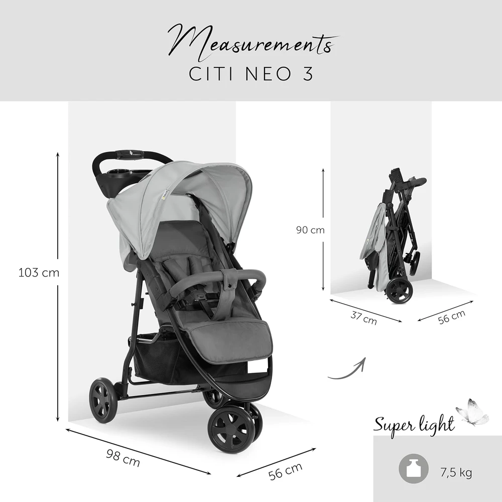 Hauck lengvas triratis vežimėlis iki 22 kg su gulima padėtimi Citi Neo 3