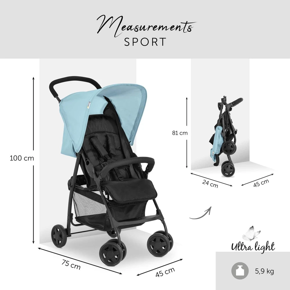 Hauck Sport lengvas sportinis vežimėlis su pasukamais ratais iki 15 kg, 171523