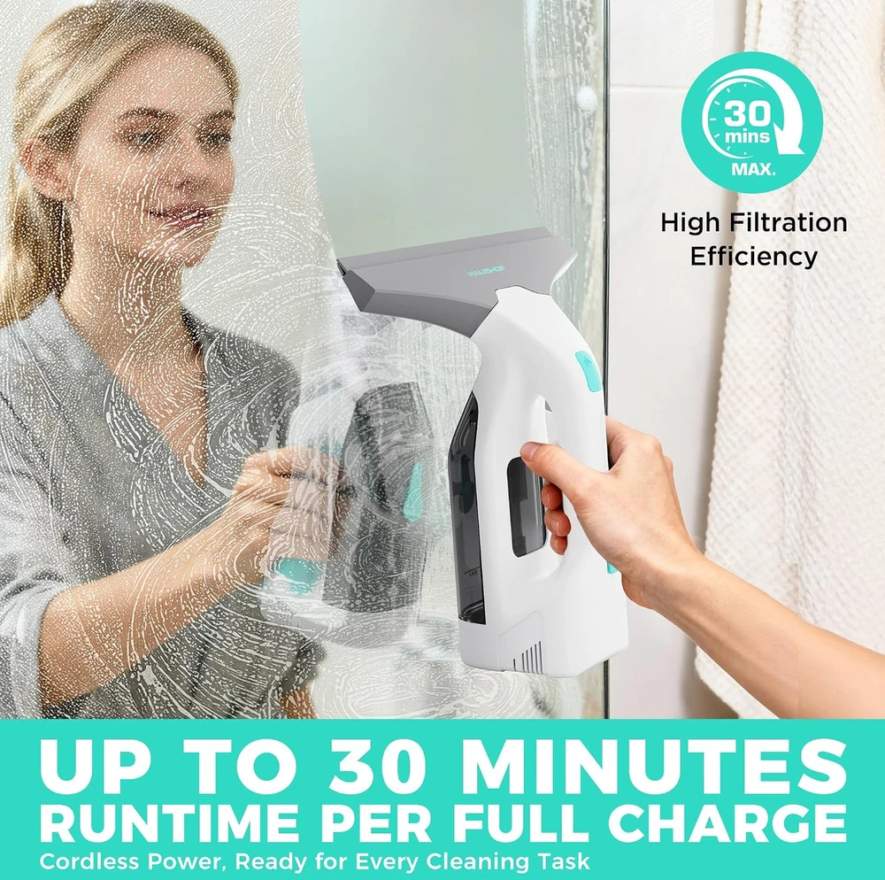 HAUSHOF akumuliatorinis langų valytuvas 2 kPa, USB-C, 30 min., HH25017