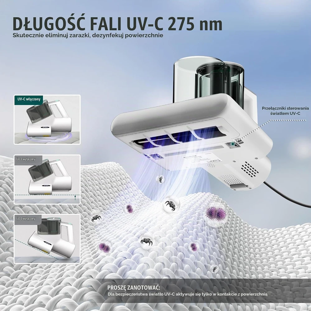 HAUSHOF čiužinių dulkių siurblys 400 W, 16 kPa, UV-C ir 60 °C karšto oro, HH24146