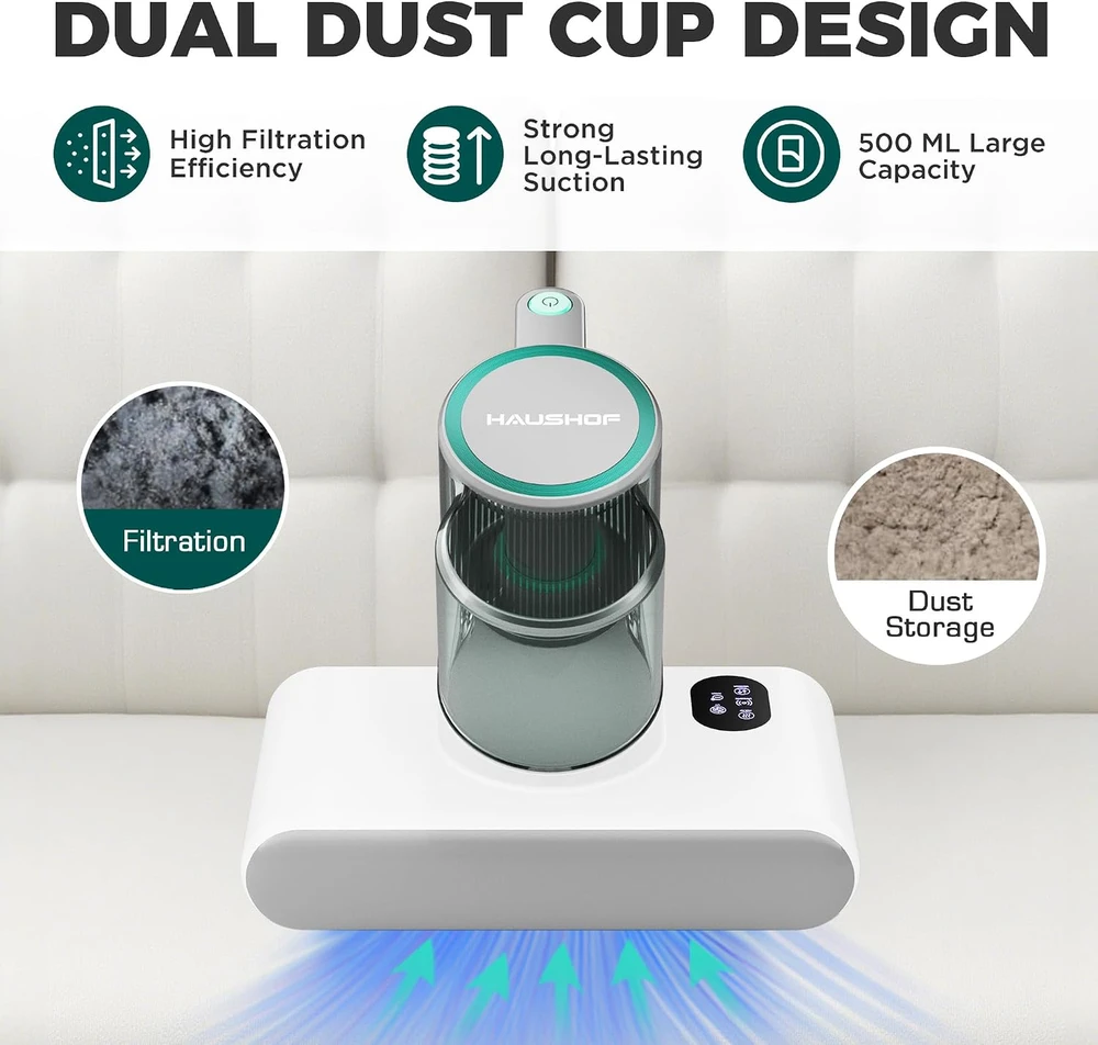HAUSHOF čiužinių dulkių siurblys 400 W, 16 kPa, UV-C ir 60 °C karšto oro, HH24146