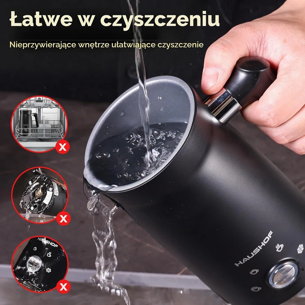 HAUSHOF elektrinis pieno plakiklis 4 funkcijų karštai ir šaltai pieno putai HH24056